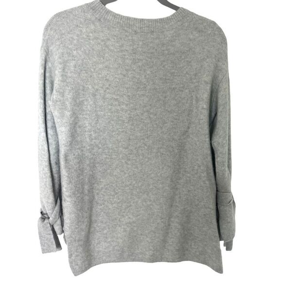 Halogen Grey Split Bell Sleeve Tie Sleeve Sweater - Picture 5 of 11